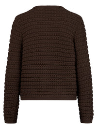 Strickjacke im Chanel-Stil mit Schmuckknöpfen | braun