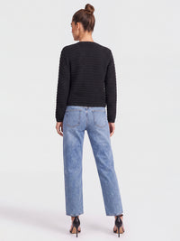 Strickjacke im Chanel-Stil mit Schmuckknöpfen | schwarz