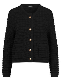 Strickjacke im Chanel-Stil mit Schmuckknöpfen | schwarz