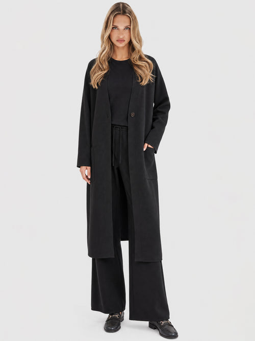 Oversized Strickmantel mit Kaschmiranteil | schwarz image 1