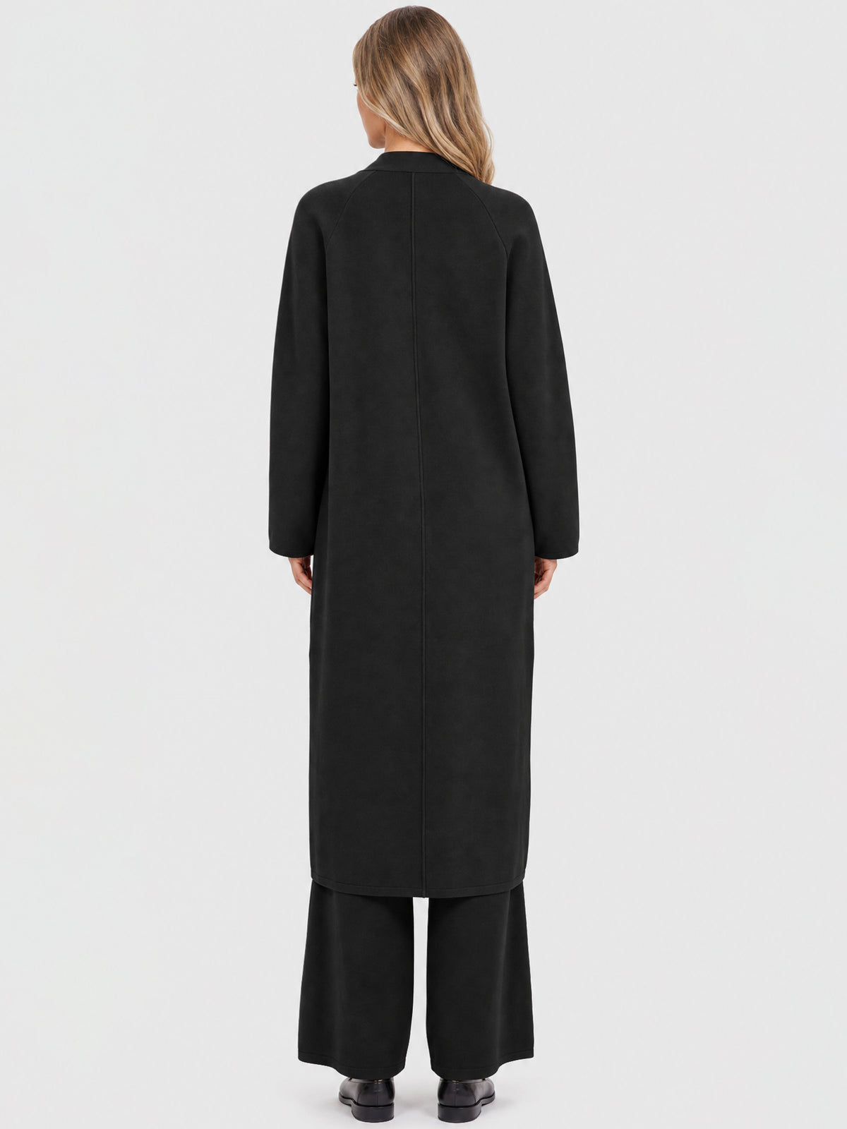Oversized Strickmantel mit Kaschmiranteil | schwarz