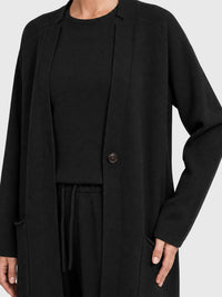 Oversized Strickmantel mit Kaschmiranteil | schwarz