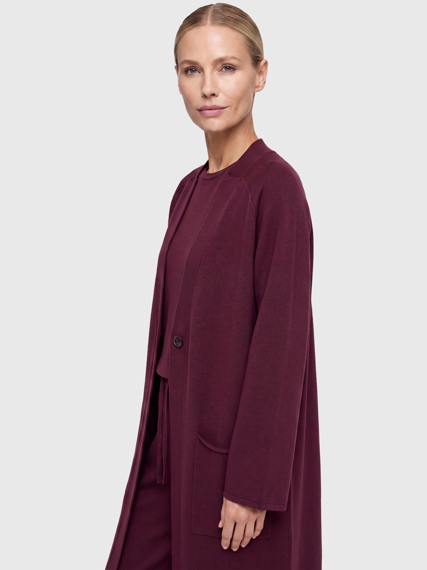 Oversized Strickmantel mit Kaschmiranteil | weinrot