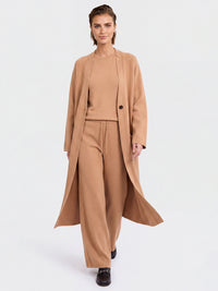 Oversized Strickmantel mit Kaschmiranteil | camel