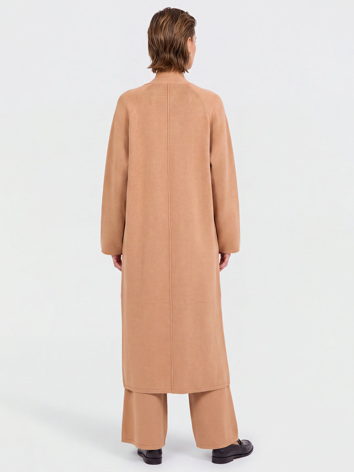 Oversized Strickmantel mit Kaschmiranteil | camel