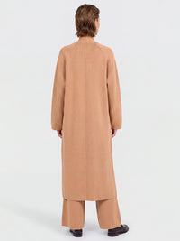 Oversized Strickmantel mit Kaschmiranteil | camel