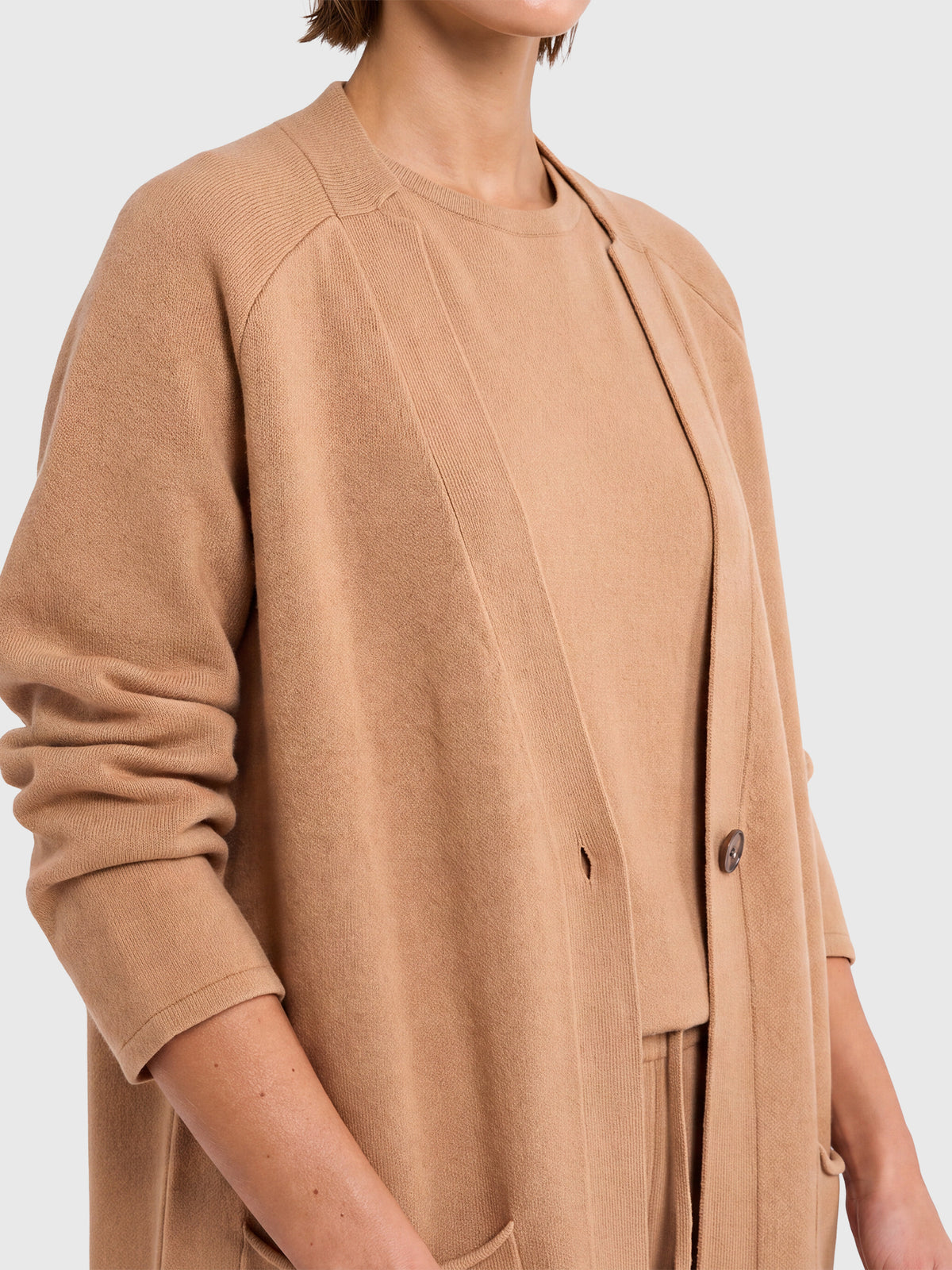 Oversized Strickmantel mit Kaschmiranteil | camel