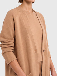 Oversized Strickmantel mit Kaschmiranteil | camel