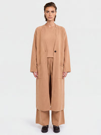 Oversized Strickmantel mit Kaschmiranteil | camel