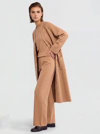 Oversized Strickmantel mit Kaschmiranteil | camel