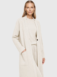 Oversized Strickmantel mit Kaschmiranteil | champagner