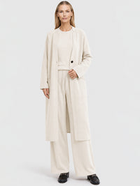 Oversized Strickmantel mit Kaschmiranteil | champagner
