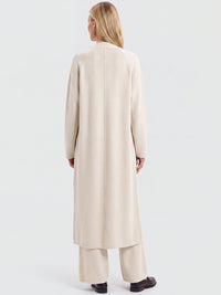 Oversized Strickmantel mit Kaschmiranteil | champagner