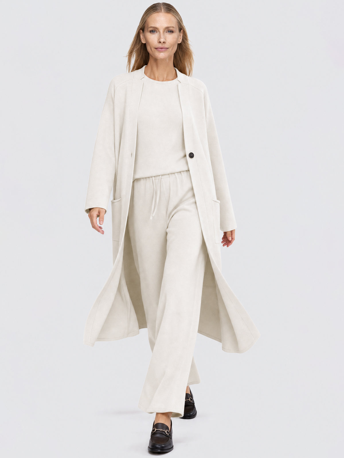 Oversized Strickmantel mit Kaschmiranteil | champagner