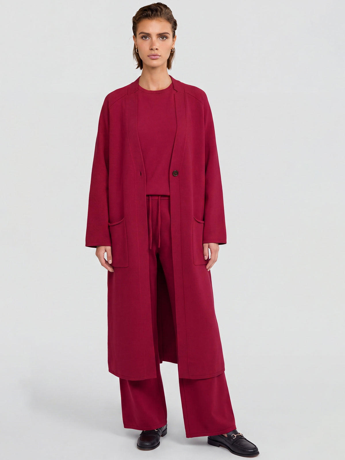 Oversized Strickmantel mit Kaschmiranteil | rot