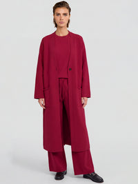Oversized Strickmantel mit Kaschmiranteil | rot