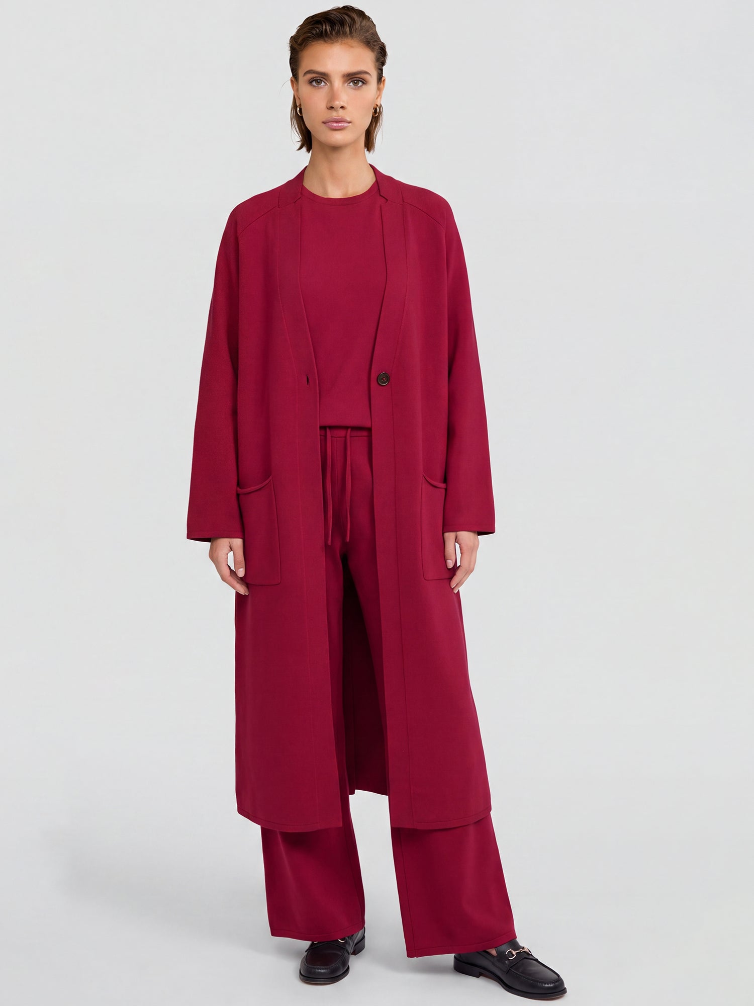 Oversized Strickmantel mit Kaschmiranteil | rot