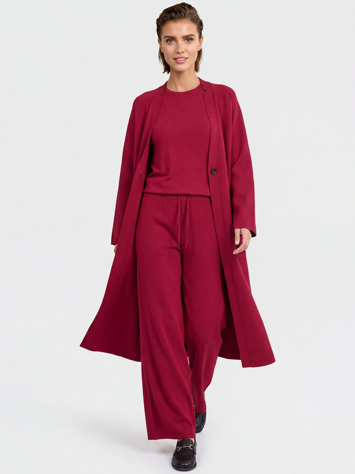 Oversized Strickmantel mit Kaschmiranteil | rot