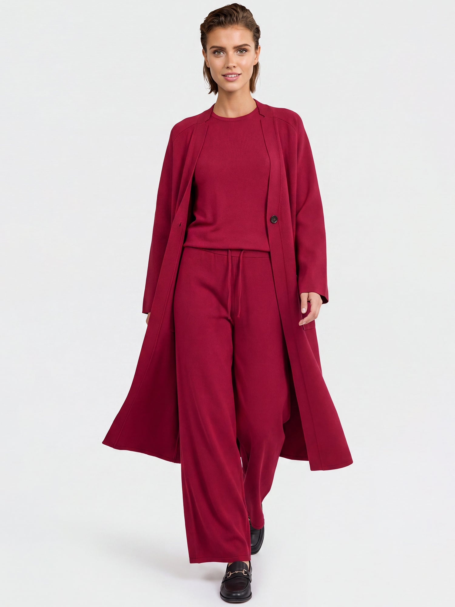 Oversized Strickmantel mit Kaschmiranteil | rot