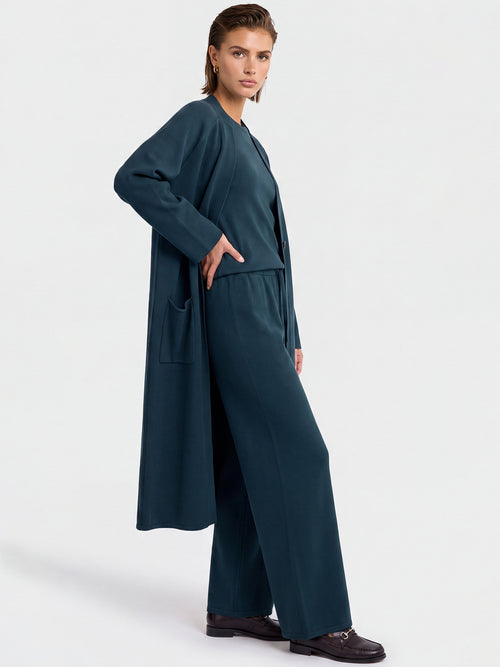 Oversized Strickmantel mit Kaschmiranteil | petrol image 1