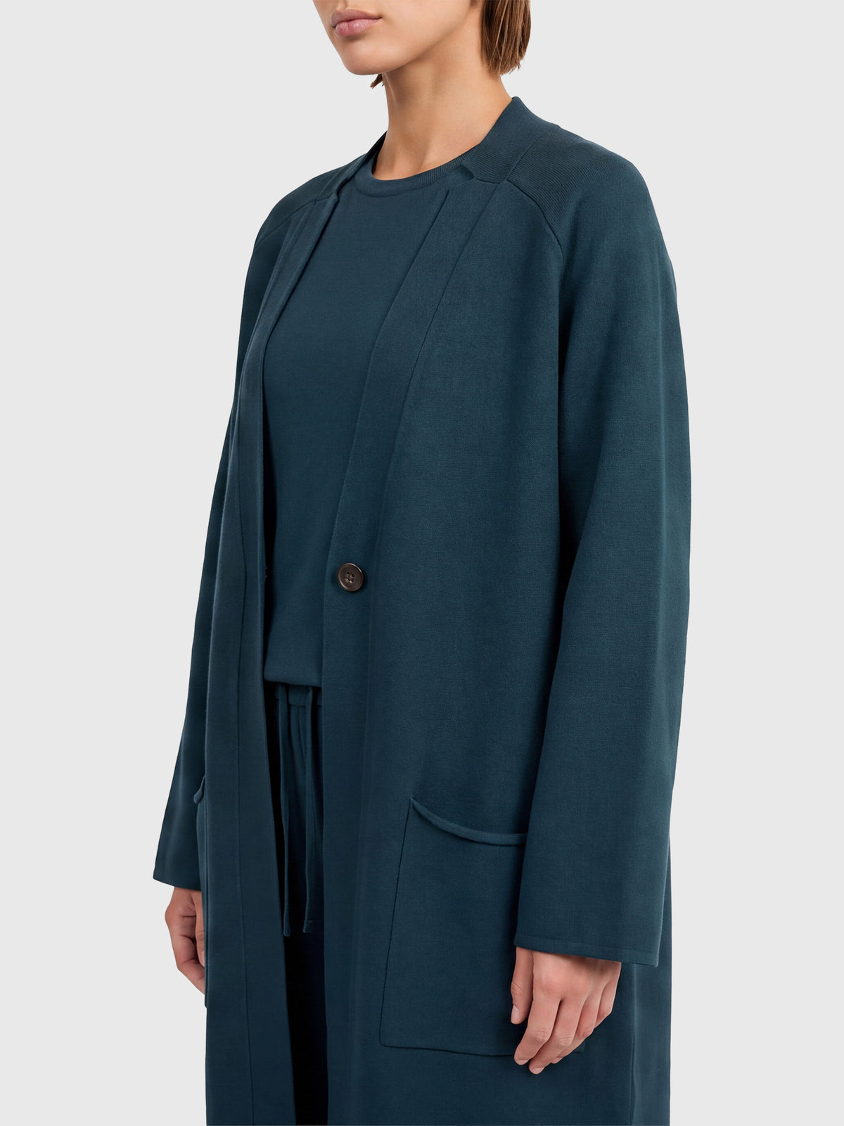 Oversized Strickmantel mit Kaschmiranteil | petrol