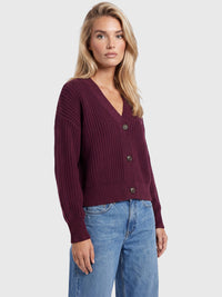 Oversized Strickjacke mit Kaschmiranteil | weinrot