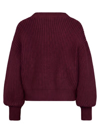 Oversized Strickjacke mit Kaschmiranteil | weinrot