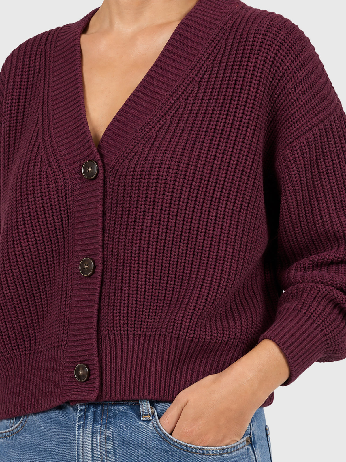 Oversized Strickjacke mit Kaschmiranteil | weinrot
