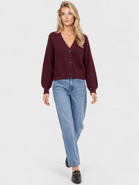 Oversized Strickjacke mit Kaschmiranteil | weinrot