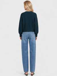 Oversized Strickjacke mit Kaschmiranteil | petrol
