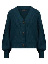 Oversized Strickjacke mit Kaschmiranteil | petrol