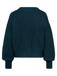 Oversized Strickjacke mit Kaschmiranteil | petrol