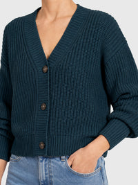 Oversized Strickjacke mit Kaschmiranteil | petrol