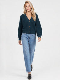 Oversized Strickjacke mit Kaschmiranteil | petrol