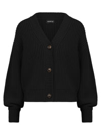 Oversized Strickjacke mit Kaschmiranteil | schwarz