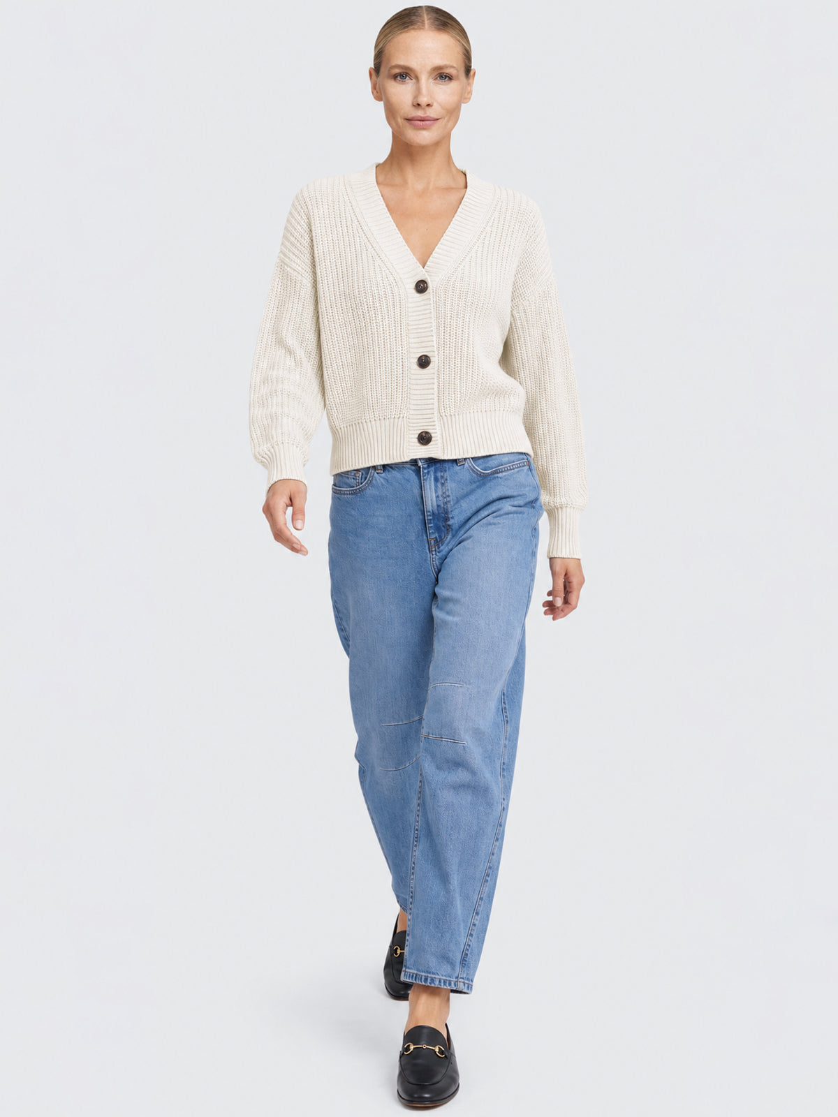 Oversized Strickjacke mit Kaschmiranteil | champagner