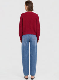 Oversized Strickjacke mit Kaschmiranteil | rot