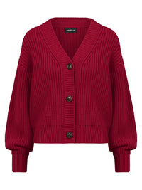 Oversized Strickjacke mit Kaschmiranteil | rot