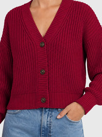Oversized Strickjacke mit Kaschmiranteil | rot