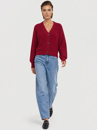 Oversized Strickjacke mit Kaschmiranteil | rot