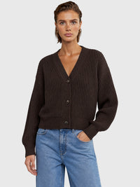 Oversized Strickjacke mit Kaschmiranteil | braun