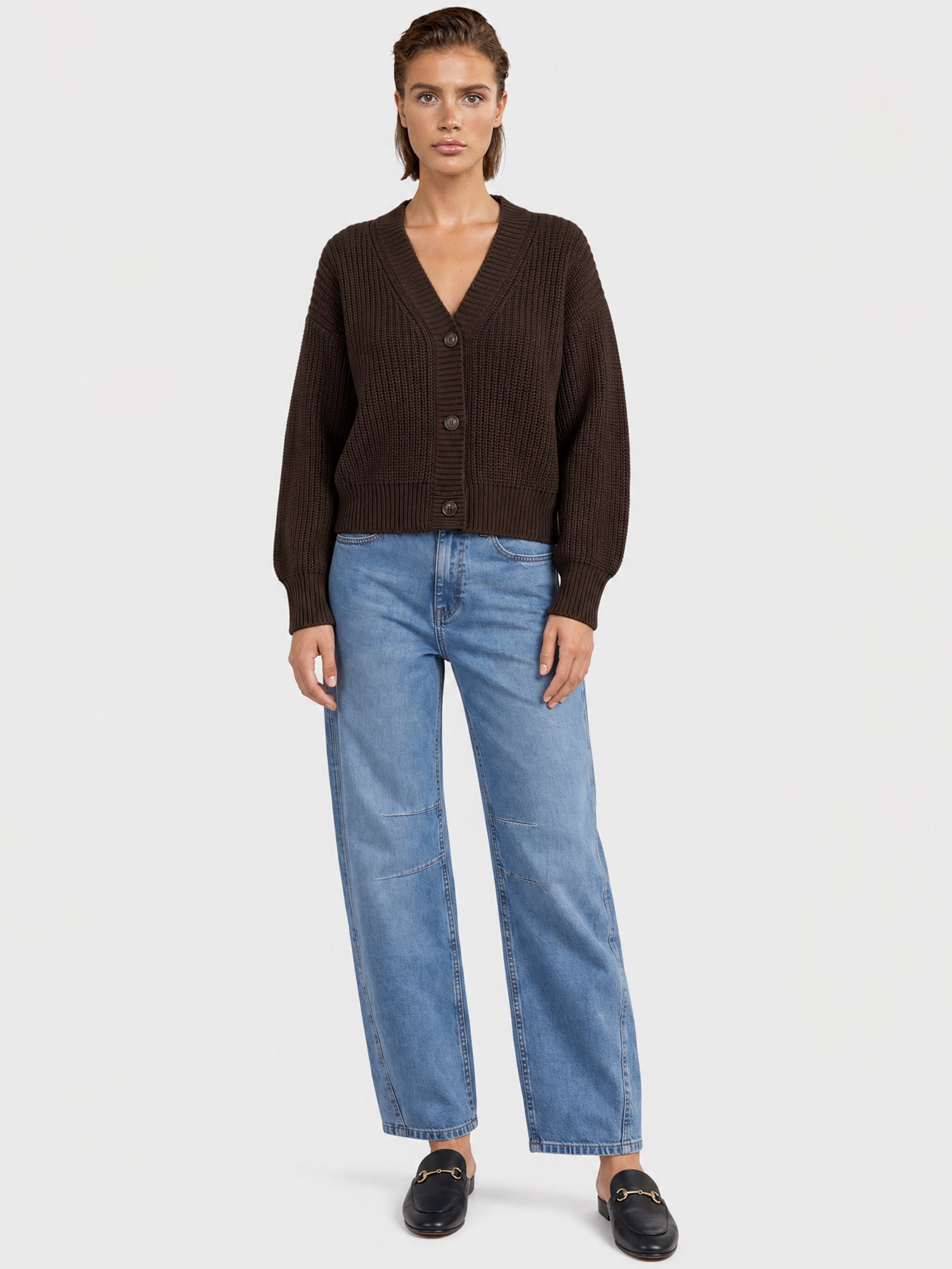 Oversized Strickjacke mit Kaschmiranteil | braun