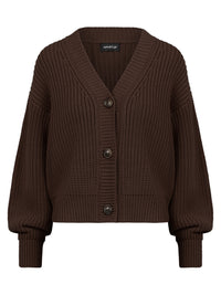 Oversized Strickjacke mit Kaschmiranteil | braun