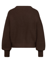 Oversized Strickjacke mit Kaschmiranteil | braun