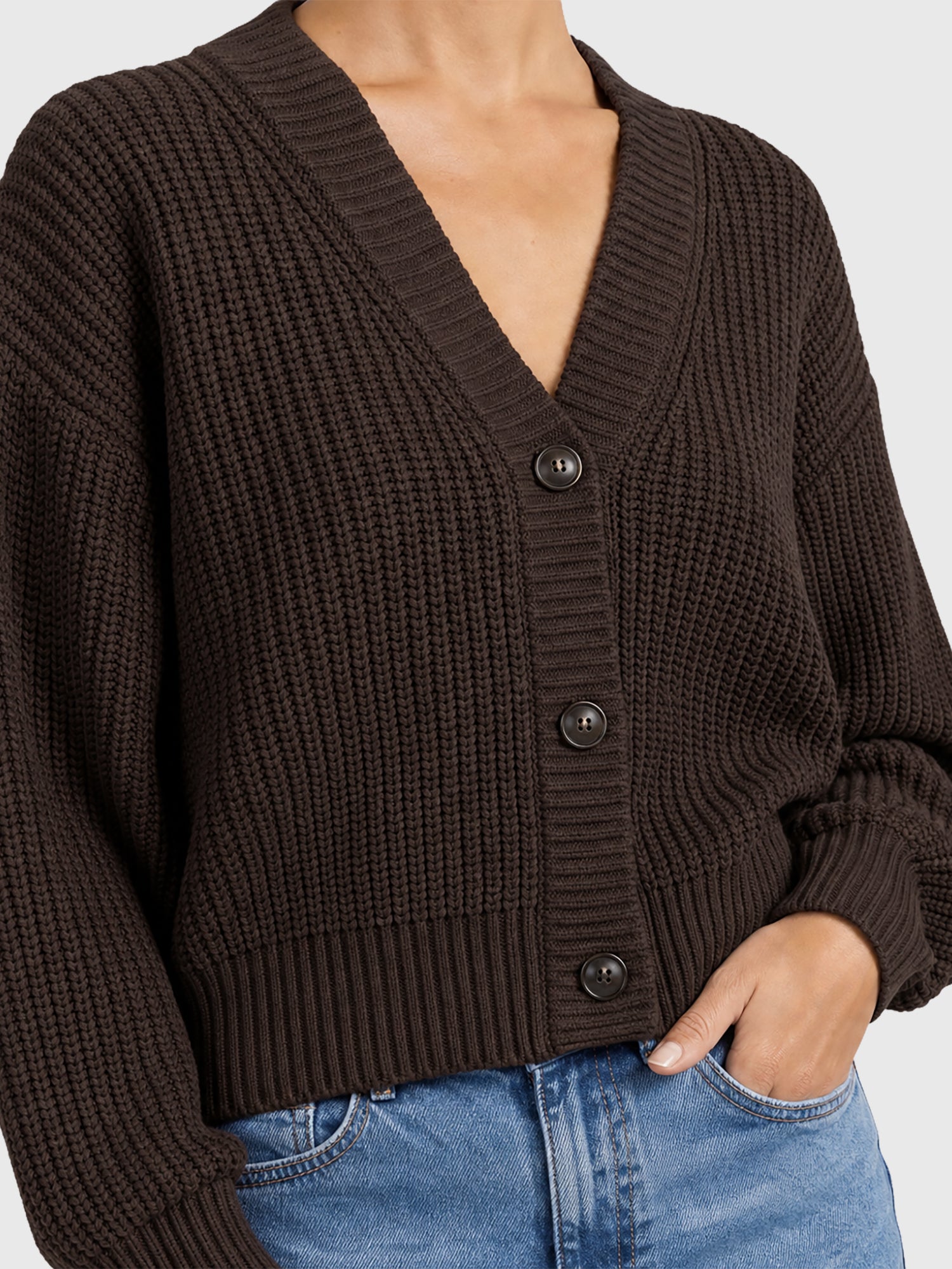 Oversized Strickjacke mit Kaschmiranteil | braun