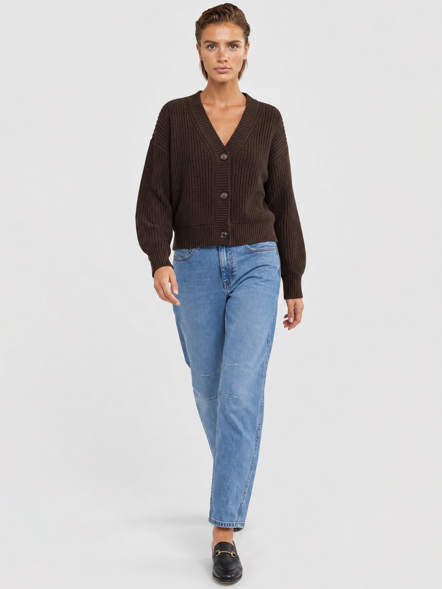Oversized Strickjacke mit Kaschmiranteil | braun
