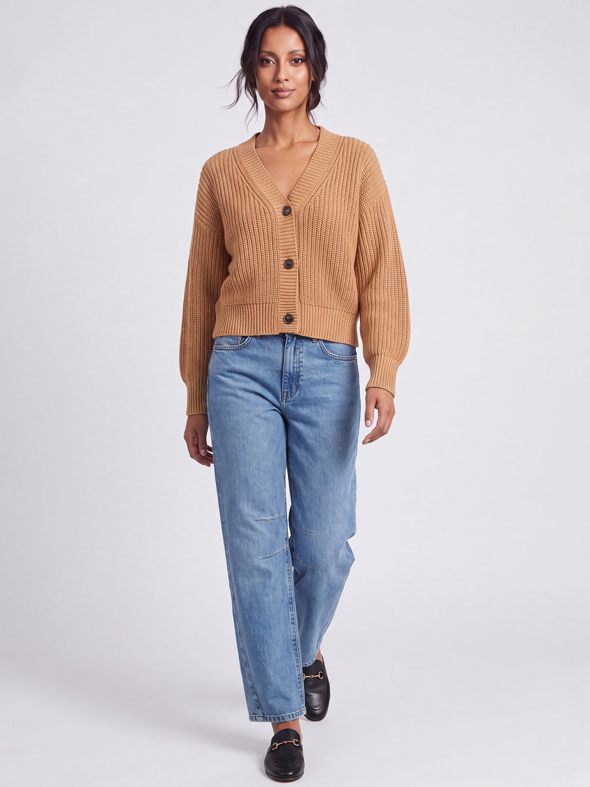 Oversized Strickjacke mit Kaschmiranteil | camel