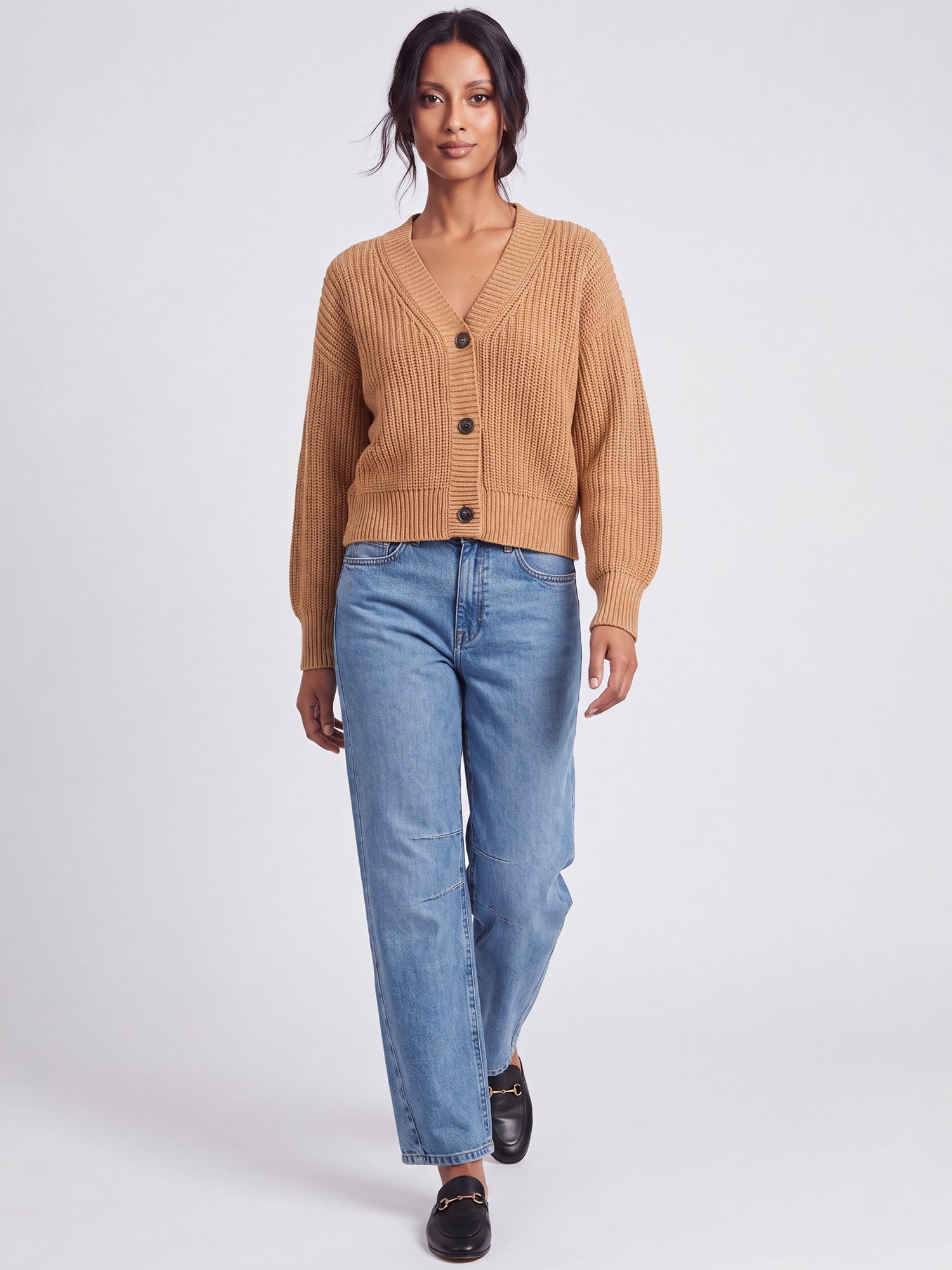 Oversized Strickjacke mit Kaschmiranteil | camel
