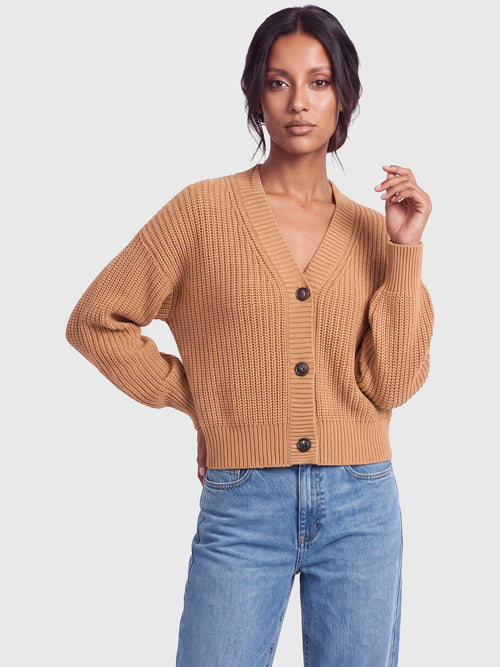 Oversized Strickjacke mit Kaschmiranteil | camel image 1