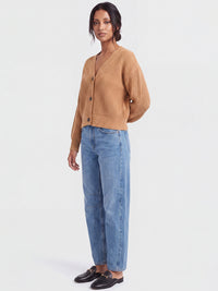 Oversized Strickjacke mit Kaschmiranteil | camel